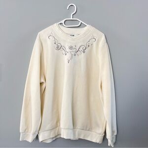 Alia Cream Sweater with Embroidered Detail